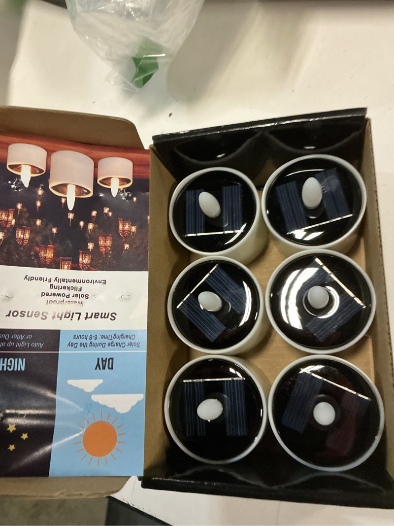 Condition photo showing Good Condition for HL Solar Tea Lights Outdoor Waterproof,6PCS 2.4''x2'' Flickering Flameless Candles, Dusk to Dawn Rechargeable Battery LED Votive Tea Lights for Lantern, Garden, Camping, Home Decor (Warm White) Warm White-6P