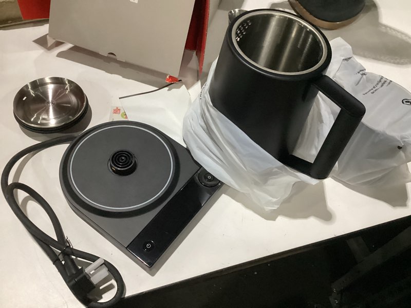 Condition photo showing As Is for saki turkish tea maker machine pro, electric double-pot teapot 1.75l, 120 min keep-warm, stainless steel bpa-free, auto shut-off & boil-dry, led brew ring, matte black