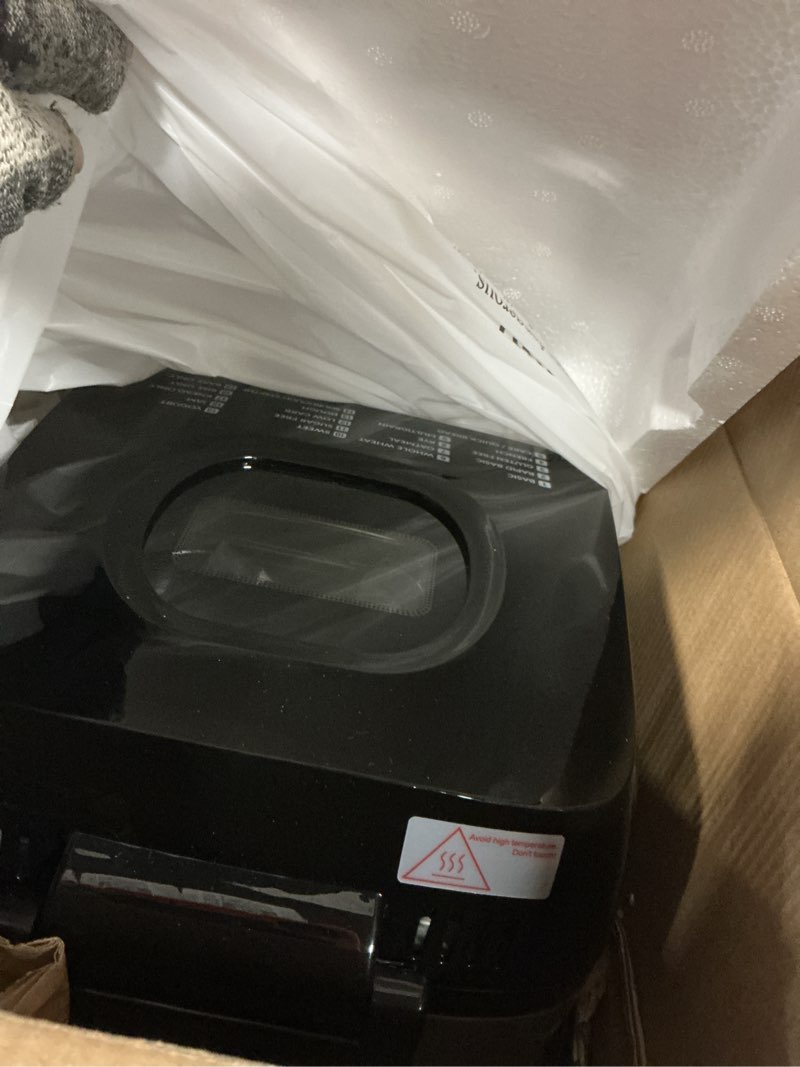 Condition photo showing Good Condition for 19-in-1 compact bread maker machine, 1.5 lb / 1 lb loaf small breadmaker with carrying handle, including gluten free, dough, jam, yogurt menus, bake evenly, automatic keep warm, 3 crust color 19 programs 1.5 lb small bread maker stainless steel (black)
