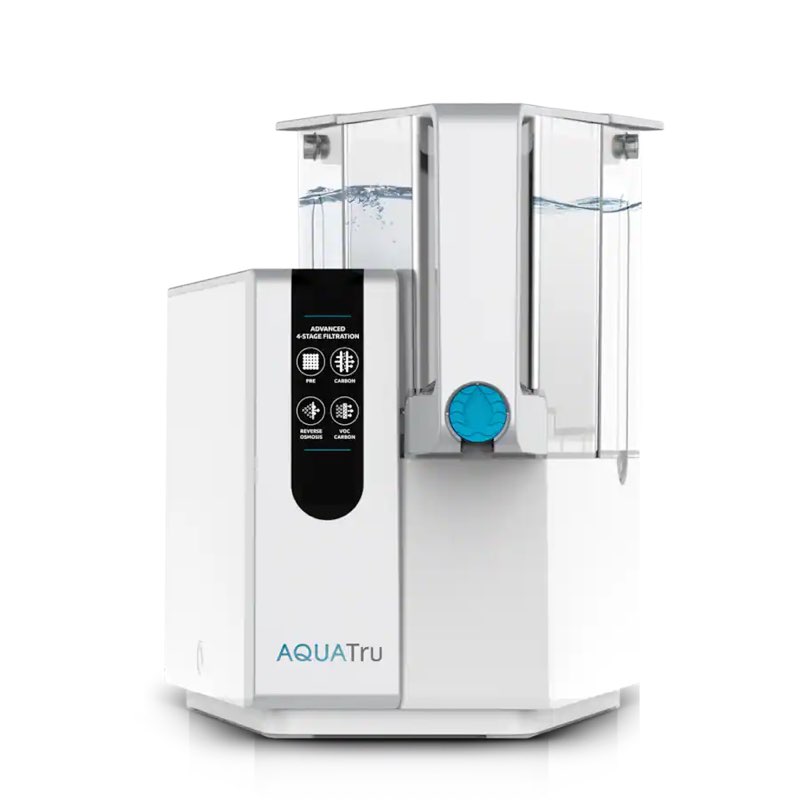 aquatru classic countertop water purifier | certified 4-stage reverse osmosis system removes 84 cont