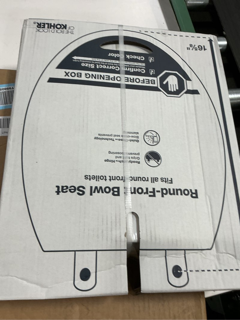 Condition photo showing New/Like New for KOHLER 78059-RL-0 Rutledge Nightlight ReadyLatch Slow Close Toilet Seat, Round-Front, Quiet-Close Lid and Seat, Grip-Tight Bumpers, White Round White Nightlight