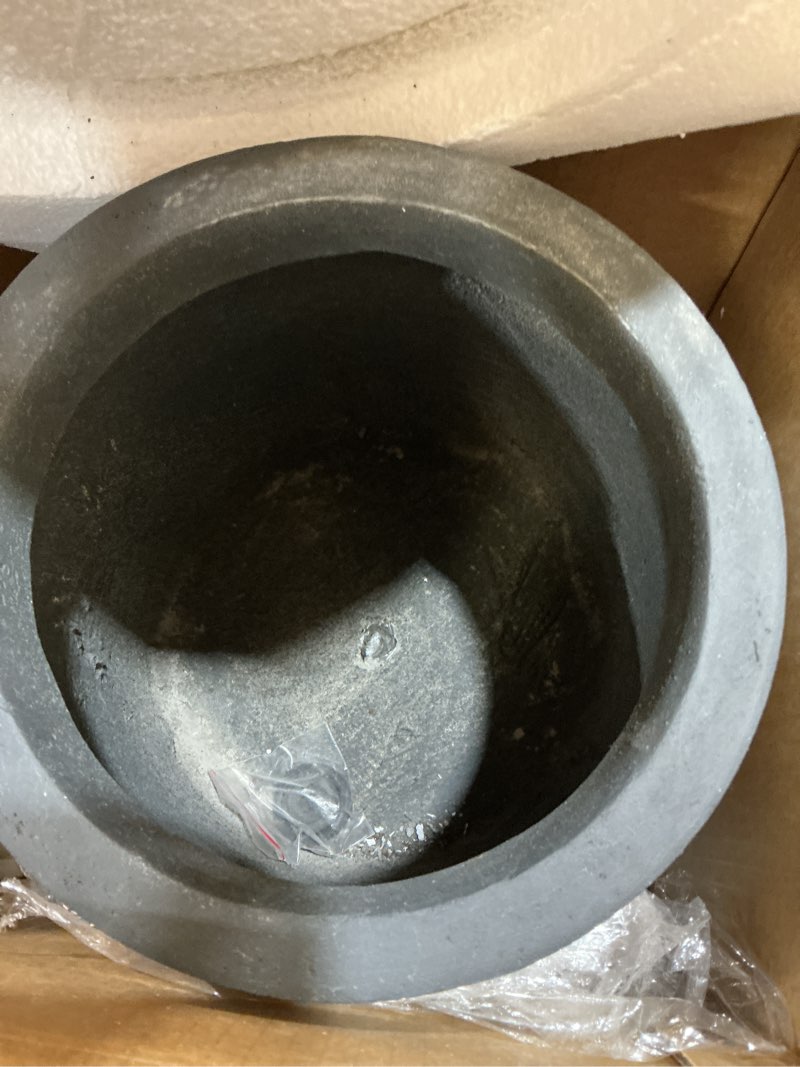 Condition photo showing Good Condition for kante 9.8" dia round concrete planter, modern style large cylindrical plant pot with drainage hole and rubber plug for indoor outdoor patio, charcoal charcoal 9.8" dia