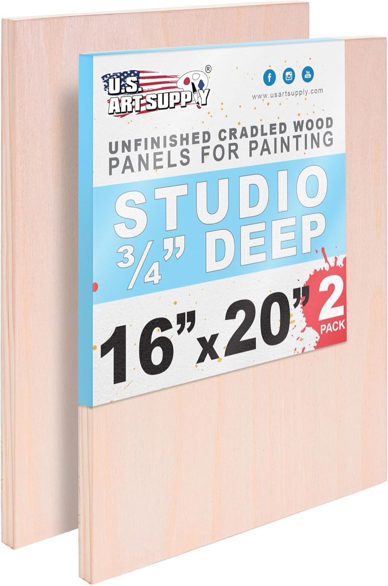 u.s. art supply 16" x 20" unfinished cradled wood panels for painting