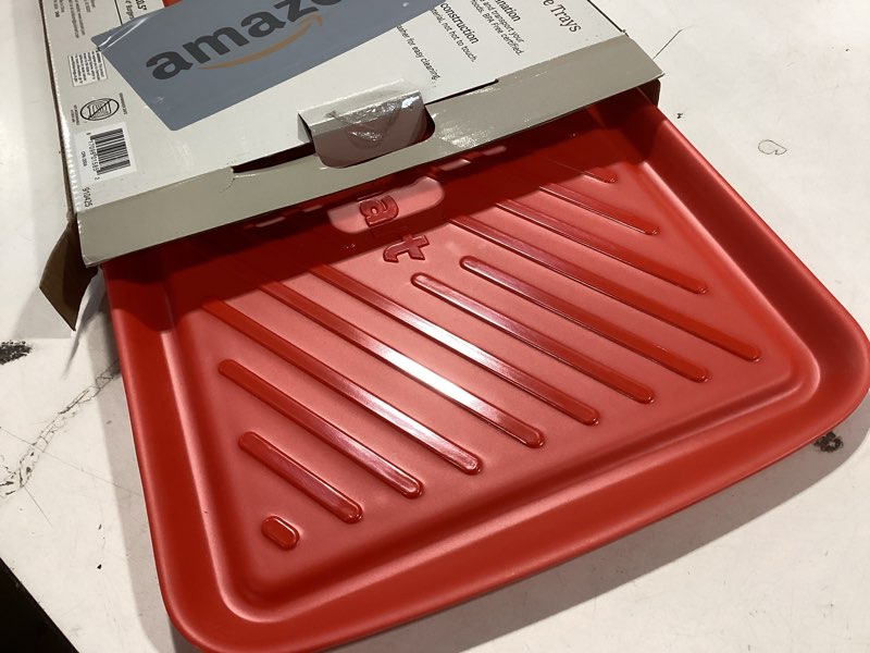cuisinart grilling prep & serve trays, 17x10.5 inch bbq tray safe for food handling, 2 dishwasher safe nesting trays black & red, perfect grilling accessories for cooked & raw meat, fits 6 burgers medium - 17" x 10.5"