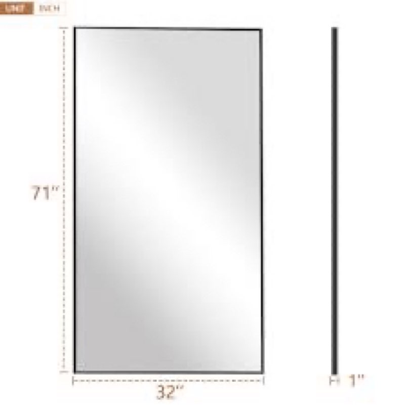 72x32x1Wade Logan® Bethney Rectangle Metal Full Length Mirror Floor Mirro