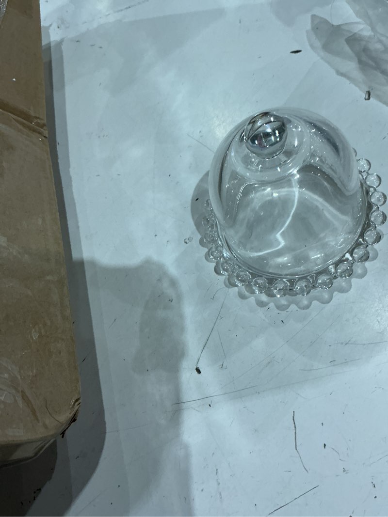 Condition photo showing As Is for cabilock 5 pcs glass cake covers mini food display domes heat resistant transparent food protection 