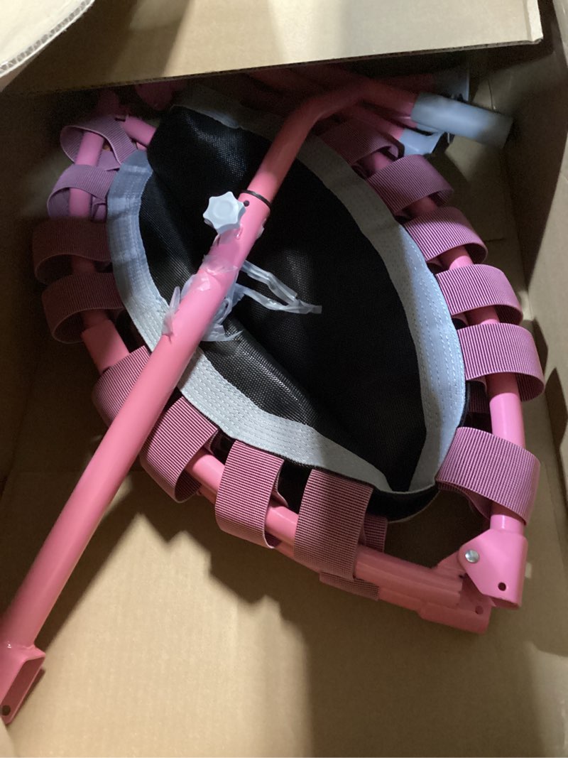 Condition photo showing Good Condition for foldable mini trampoline, 40" rebounder trampoline for adults & kids, 450lbs capacity with t-shaped adjustable bar, indoor fitness workout exercise equipment pink