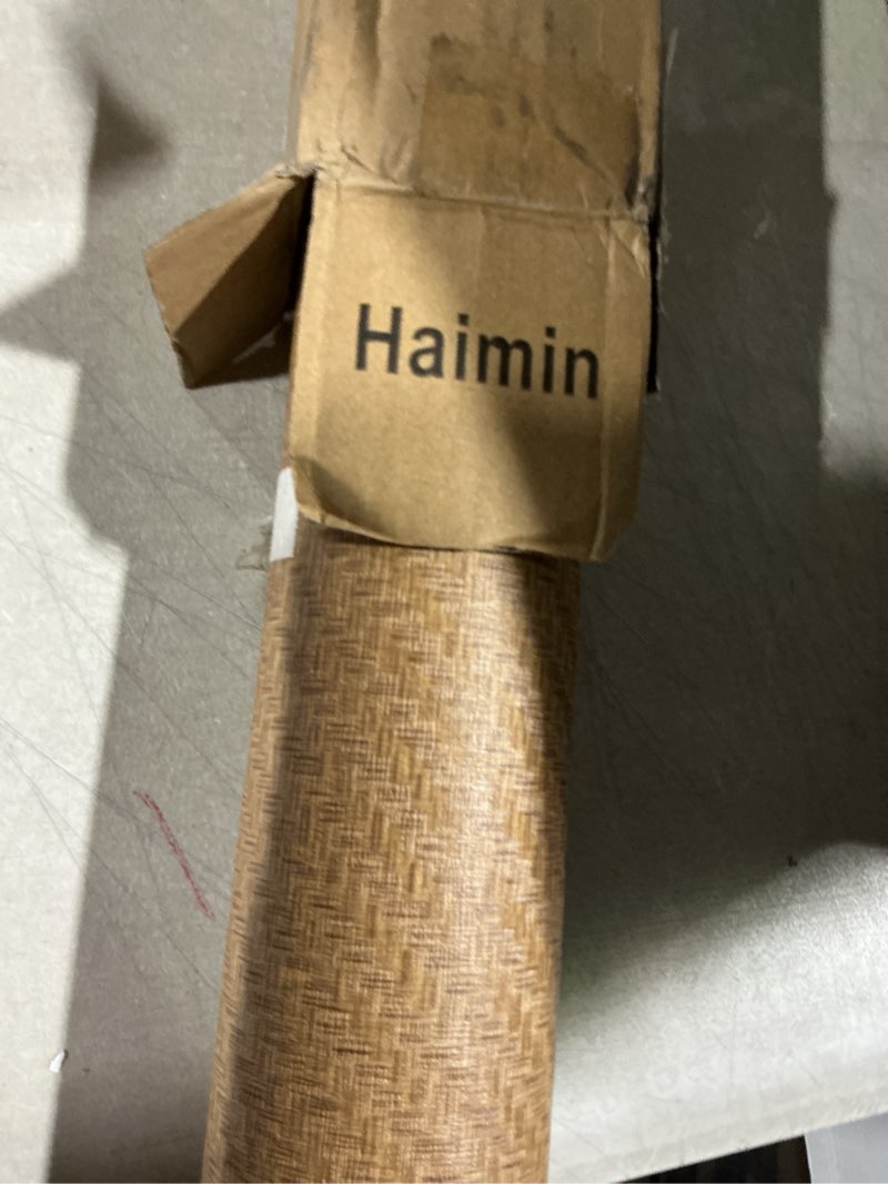 Condition photo showing As Is for haimin fabric wallpaper textured contact paper (24in x 393in) grasscloth peel and stick faux linen wall paper self adhesive vinyl wallpaper (tan)