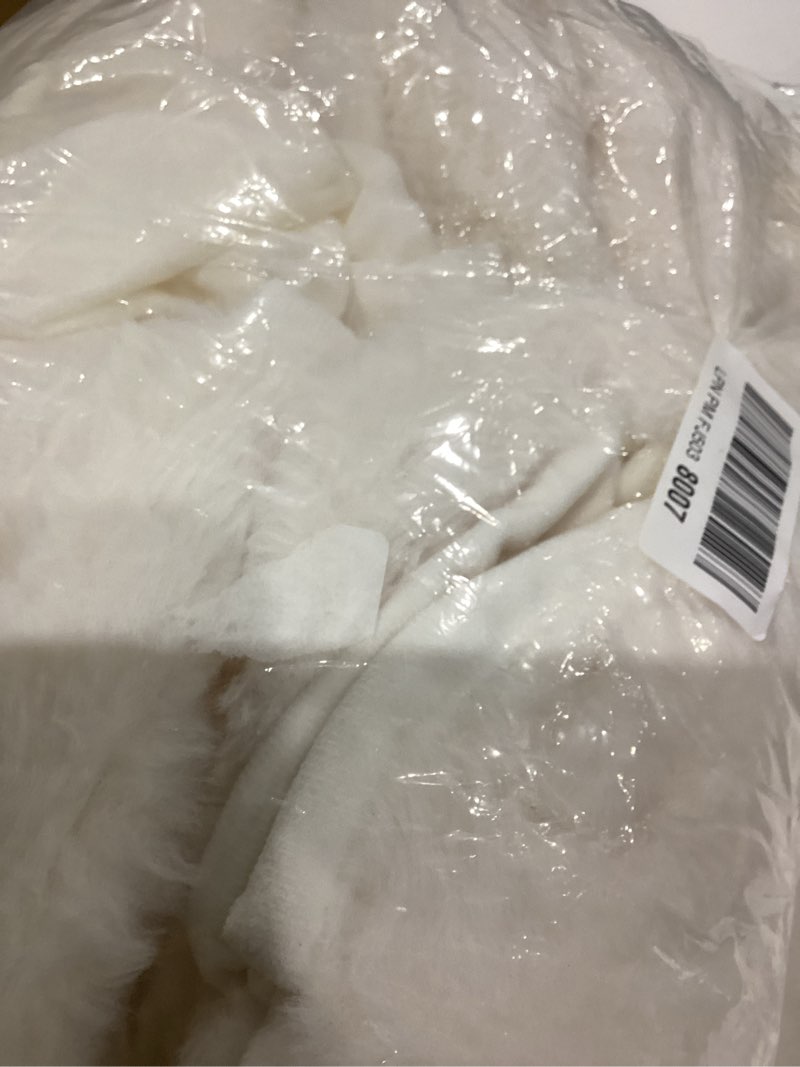 Condition photo showing As Is for Plush Shaggy Fitted Sheet Queen Size-Velvet Fitted Sheet Faux Fur Bottom Sheet with 15" Deep Pocket, Flannel Warm Tie Dyed Mattress Cover,No Pillowcases,White White Queen