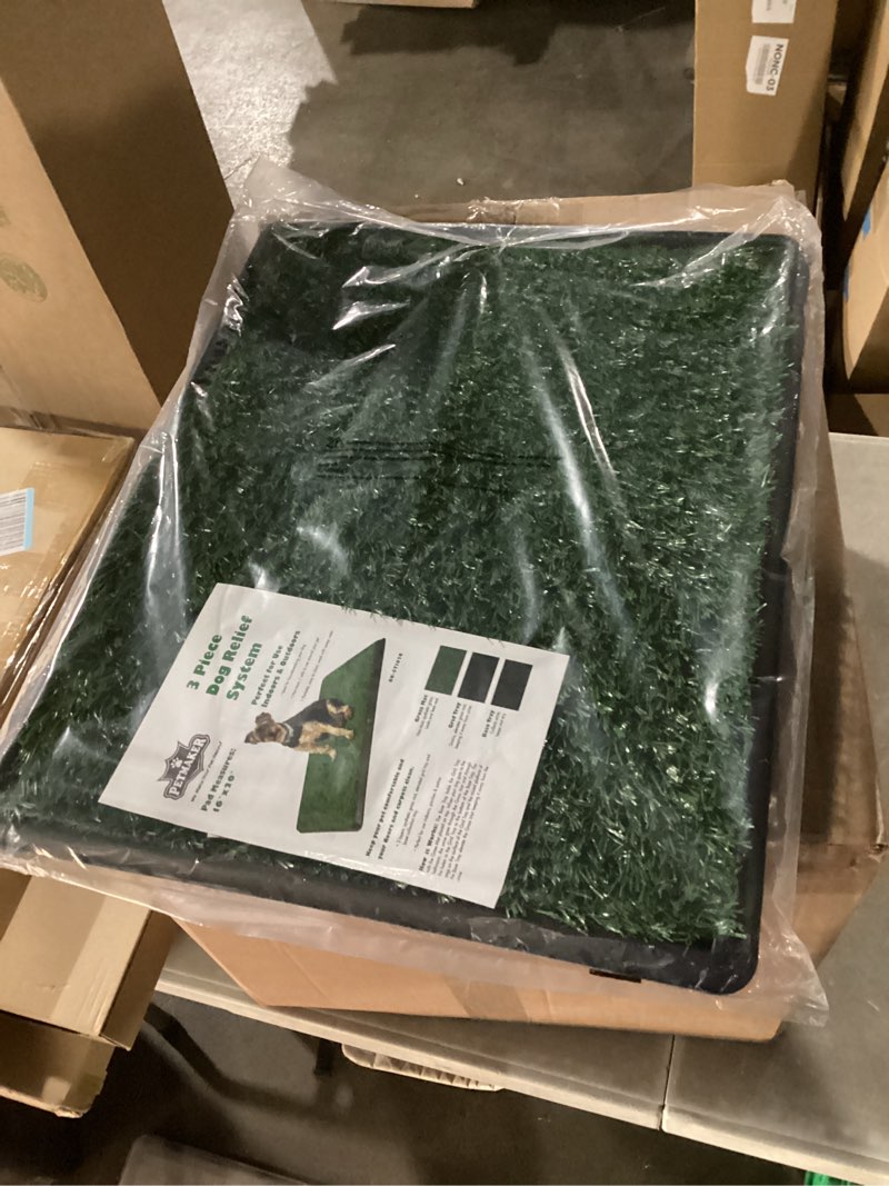 Condition photo showing Good Condition for artificial grass puppy pee pad for dogs and small pets - 20x30 inch, reusable 3-layer turf pads for dogs with tray - indoor and outdoor fake grass potty pet supplies by petmaker