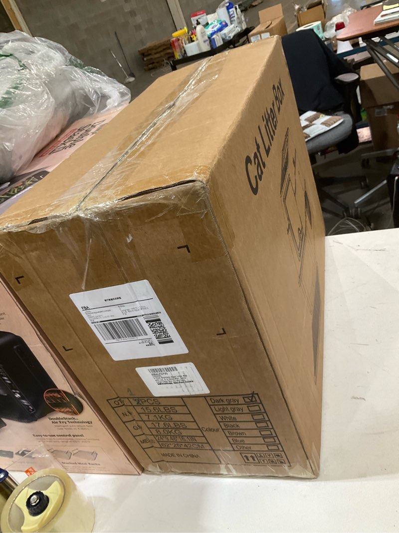 2 pack stainless steel litter box with lid, 6” deep pan, extra large litter box for big cats, anti-l