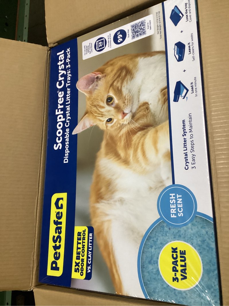 Condition photo showing Good Condition for PetSafe ScoopFree Disposable Crystal Cat Litter Tray - Easy Cleaning Box - Refill Tray for Electric Litter Box - Fresh Scent - 4.3 lb Bags - 3 Pack 3-Pack Premium Blue