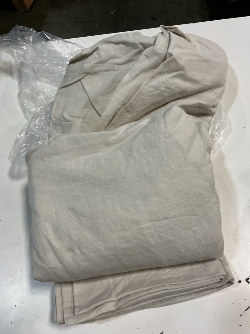 Condition photo showing As Is for quince european linen duvet cover set, king/cal king, sand
