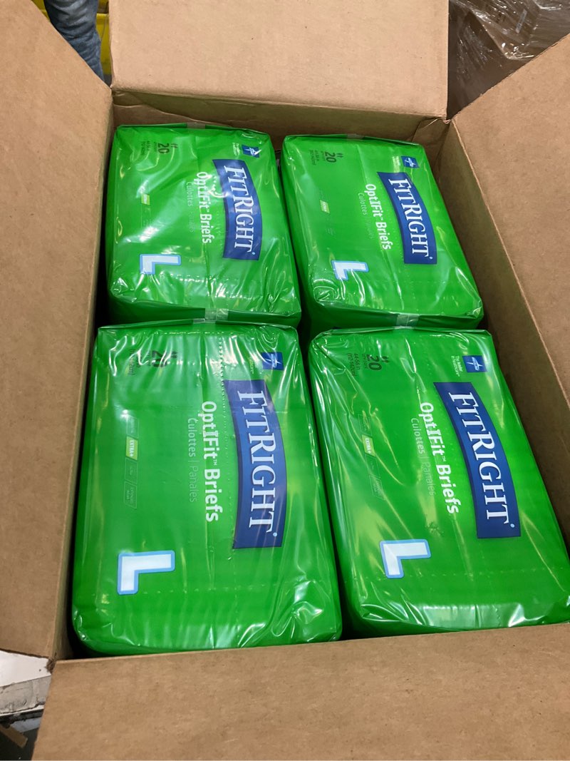 Condition photo showing New/Like New for FitRight Adult Diapers, Extra+ Heavy Absorbency, L (Waist Size 44in-56in), 80 Count, OptiFit Incontinence Briefs for Men and Women, Disposable, Moisture-Wicking, Leak Protection. 80 Count Large