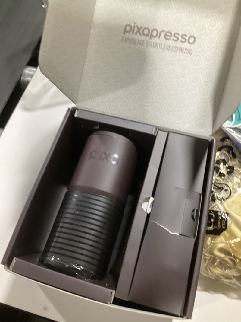 Condition photo showing Good Condition for wacaco pixapresso, coffee machine electric & portable, with 4 coffee types & fast heat-up, 3* 3000mah battery up to 5 cups, 20 bar portable espresso maker for ground coffee & ns capsule, dark burgundy