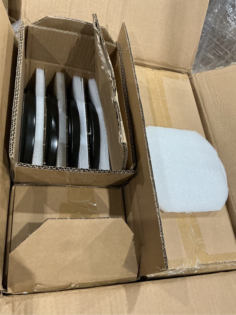 Condition photo showing New/Like New for famiware nebula ridge stoneware dinnerware sets for 8, 24 pieces plates and bowls sets, dishes set, microwave and dishwasher safe kitchen plates, charcoal charcoal set(24pcs)