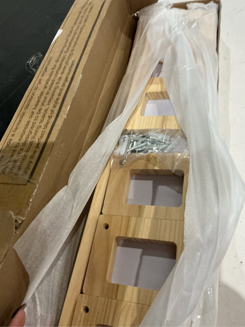 Condition photo showing Good Condition for 3 pack 24 inch solid wood floating shelves, nursery bookshelf, natural wood | durable solid wood construction, deep shelf space for books, toys, plants, photos and kitchen storage natural wood 23.60 inch