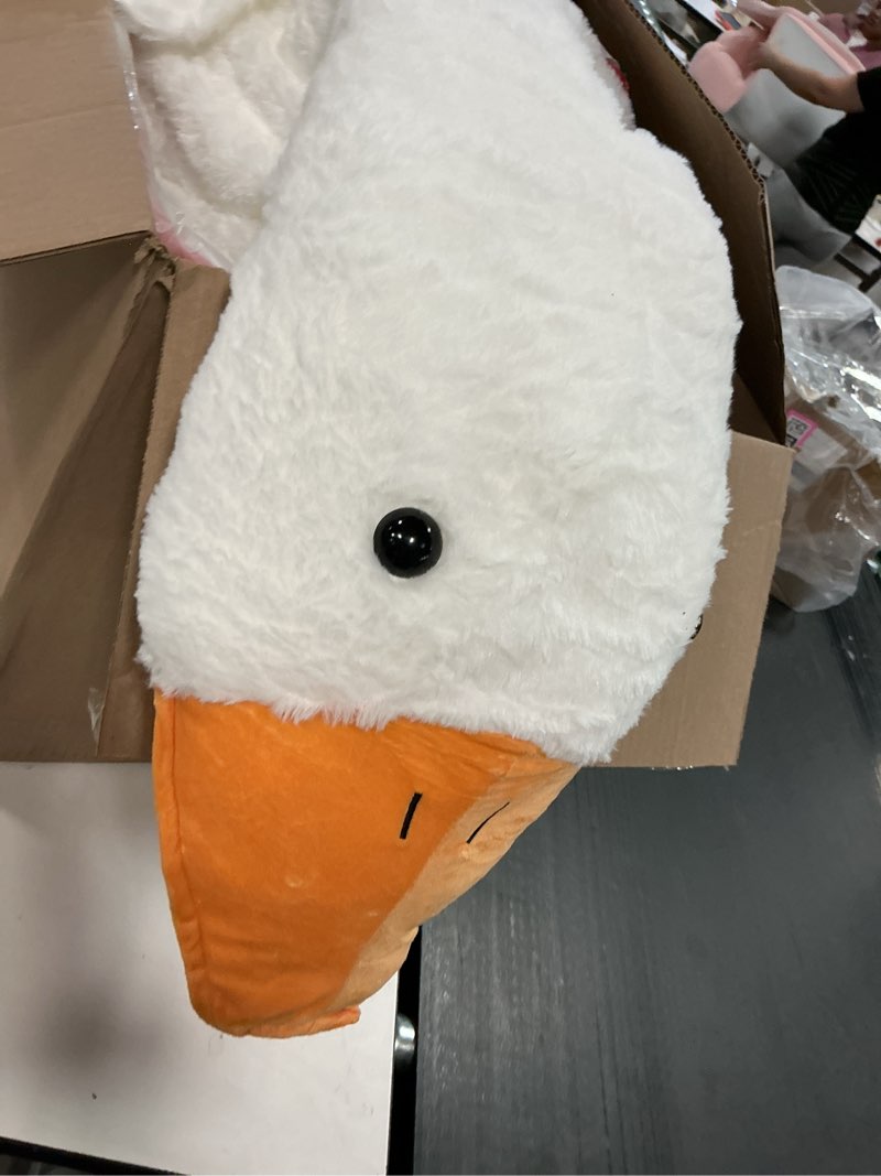Condition photo showing As Is for 6 Foot Giant Goose Stuffed Animal-Very Fat Duck Plush Pillow Hugging Comfy,Cute Huge Swan Plushies Gifts for Girls Kids Birthday Valentine's Day (75 in, White) 75 in White
