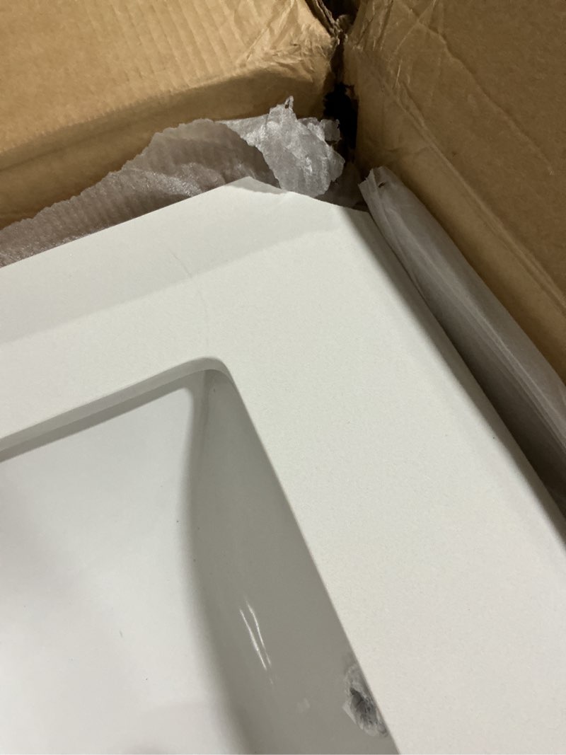 Condition photo showing As Is for style selections morriston 24-in white undermount single sink bathroom vanity with white engineered stone top