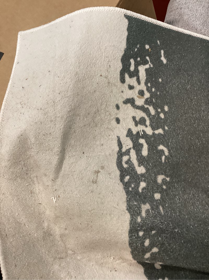 Condition photo showing As Is for Grey paint splatter rug (similar product) 