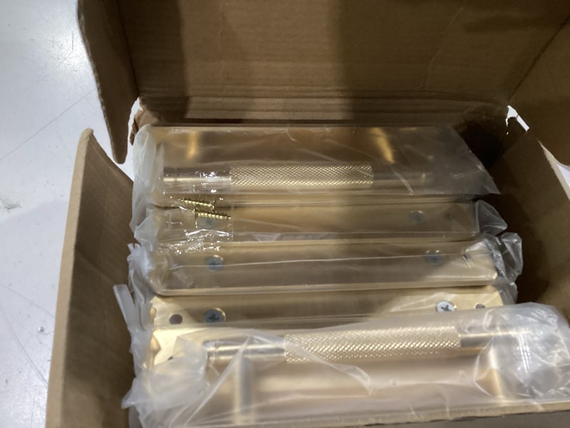 Condition photo showing New/Like New for 12 pack 5 inch 128 mm gold barrel knurled cabinet handles with base plate aluminum cabinet pulls for drawer sliding door charcuterie board gold drawer handles drill&punch free 5 inch barrelgold 12