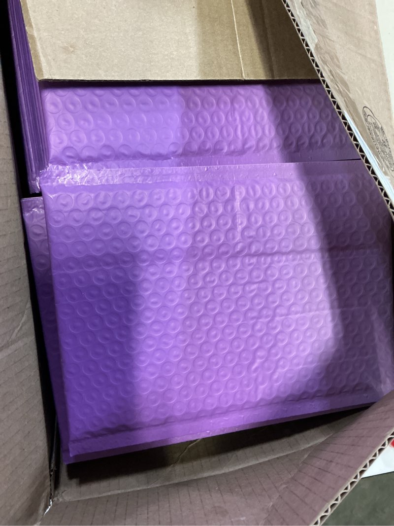 Condition photo showing Good Condition for fuxury opaque bubble mailers 6x10 inch 100 pack gradient purple padded envelopes usable size 6x9" strong adhesion bubble shipping envelopes for mailing jewelry, makeup #0 thick bubble padded mailer gradient purple 6x10" 100pc