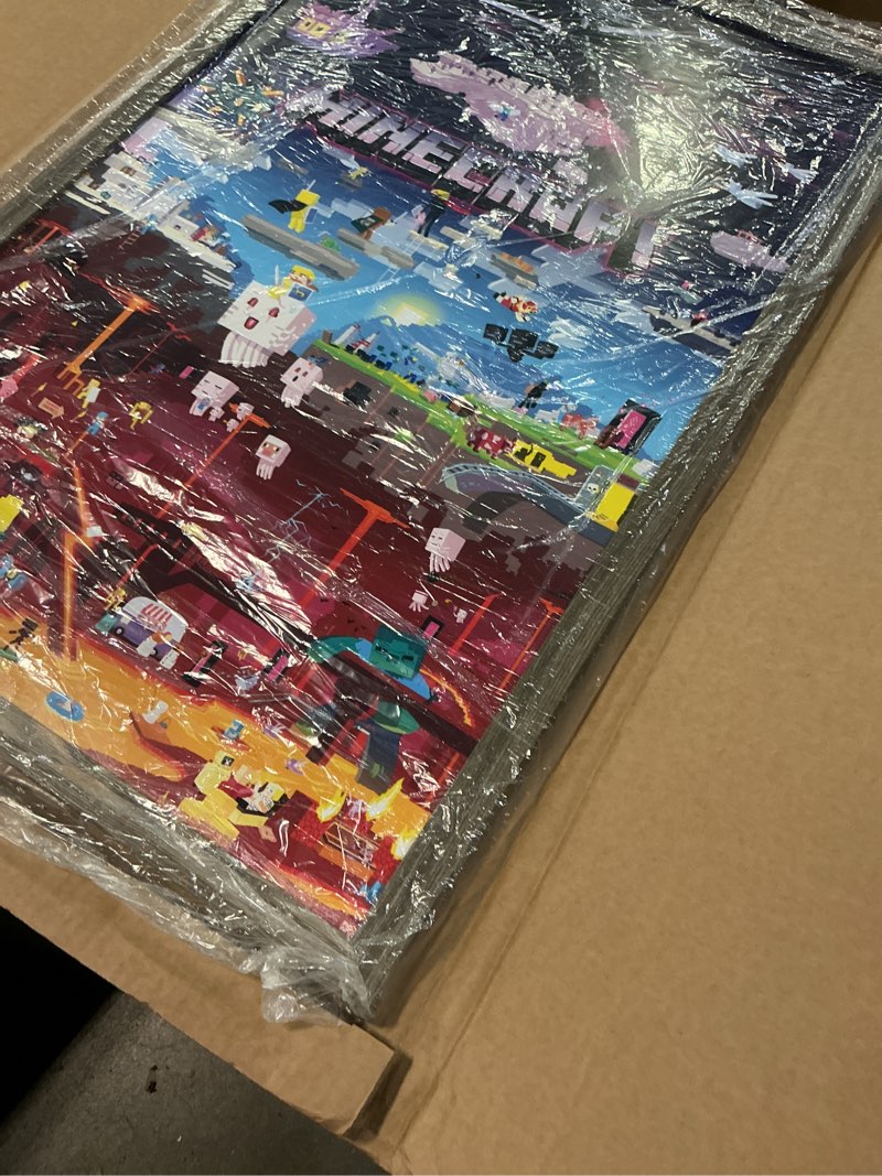 Condition photo showing Good Condition for trends international minecraft - world beyond wall poster, 22.375" x 34", barnwood framed version