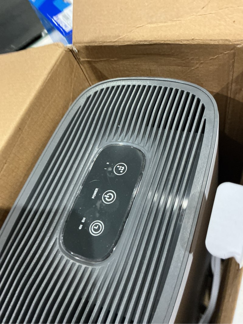 Condition photo showing As Is for pure enrichment 2-speed dehumidifier (for rooms 151- 400sq ft) white