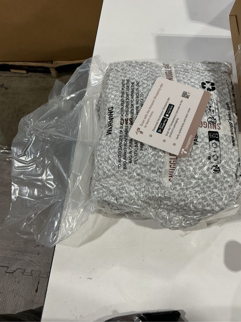 Condition photo showing New/Like New for snuggle sac buttery grey throw blanket for couch, reversible super soft warm blankets cozy knit fuzzy plush lightweight throws for sofa, bed, heather grey, 50"x 60" heather grey throw(50"x 60")
