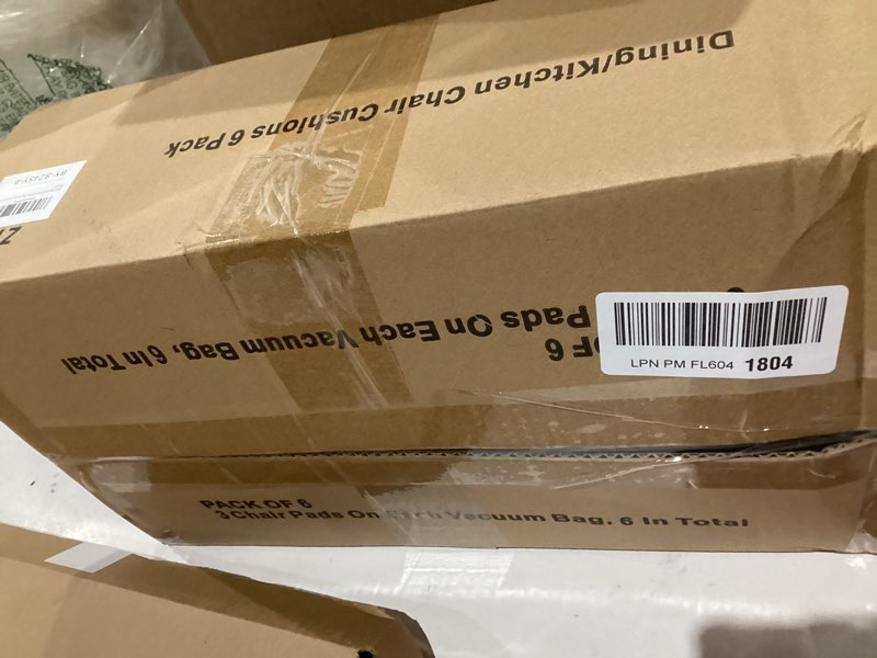 Condition photo showing New/Like New for Basic Beyond Chair Cushions for Dining Chairs with Ties and Removable Cover, 2" Thick Seat Cushions for Kitchen Chairs, Set of 6, 17" x 16", Brown Brown 17"x16"x2" Removable(Pack of 6)