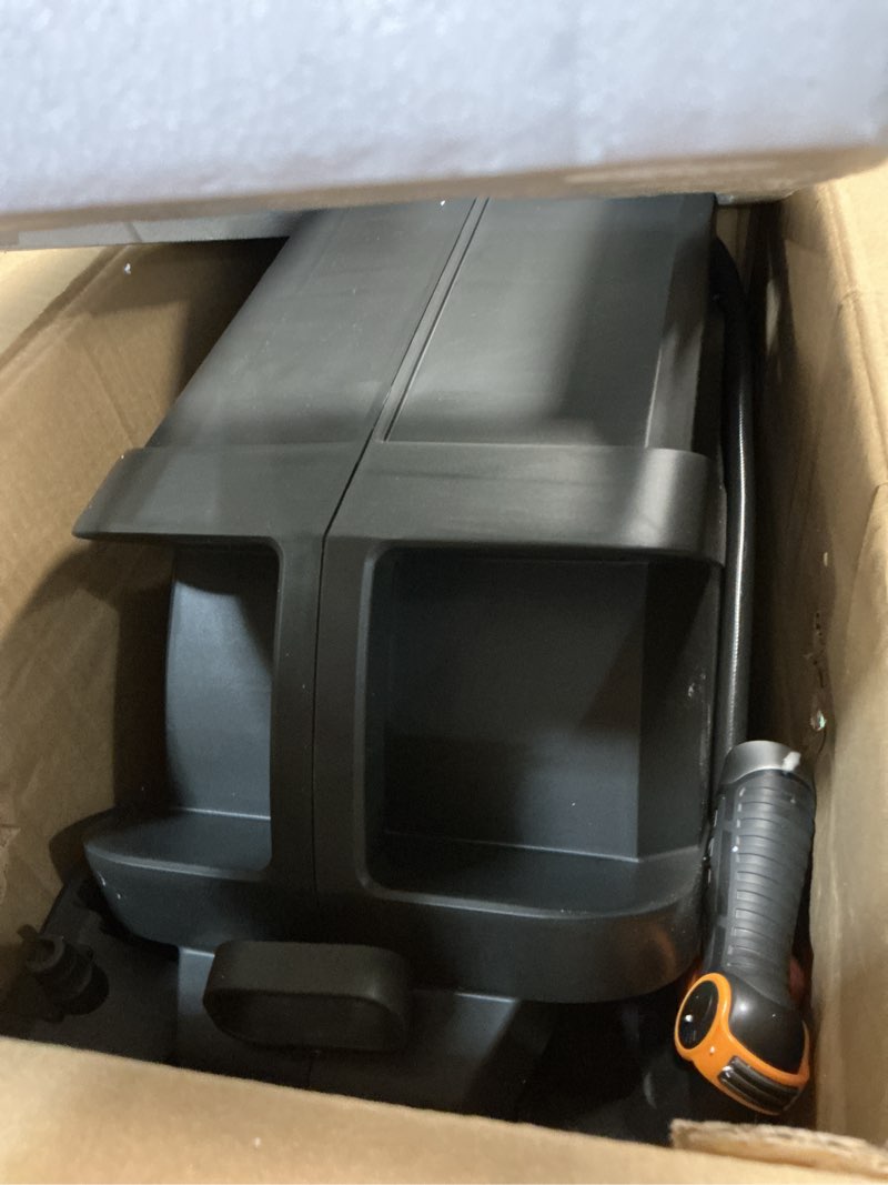 Condition photo showing Good Condition for retractable garden hose reel 1/2 in x100 ft, heavy duty wall mounted hose reel with 10- function sprayer nozzle, any length lock/automatic slow return system,180° swivel bracket gray 1/2"x100 ft