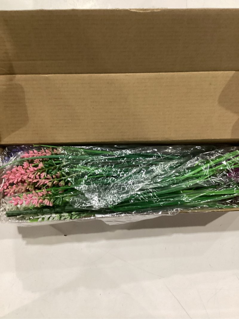 Condition photo showing New/Like New for n&t nieting 10 bundles artificial plants outdoor fake monkey grass with flowers summer plastic faux greenery for pot garden verandah decor window patio hanging planter pathway front porch (mix color) mix color 10 bundles