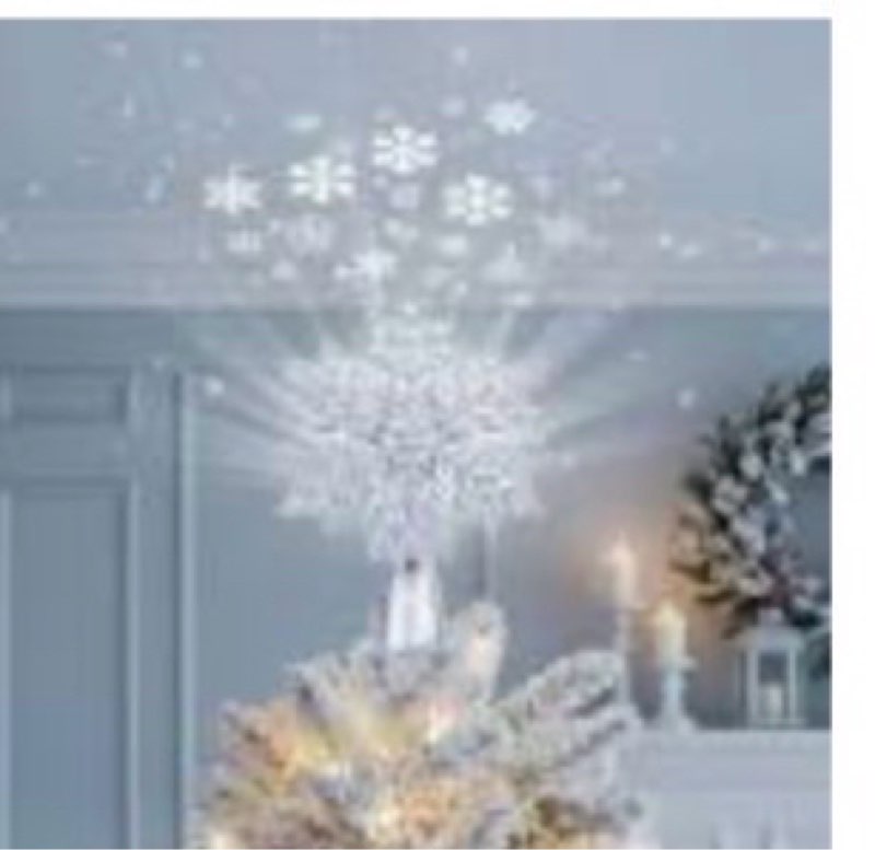brightown christmas tree topper with built-in 3d glitter led snowflake projector lights, silver hexa