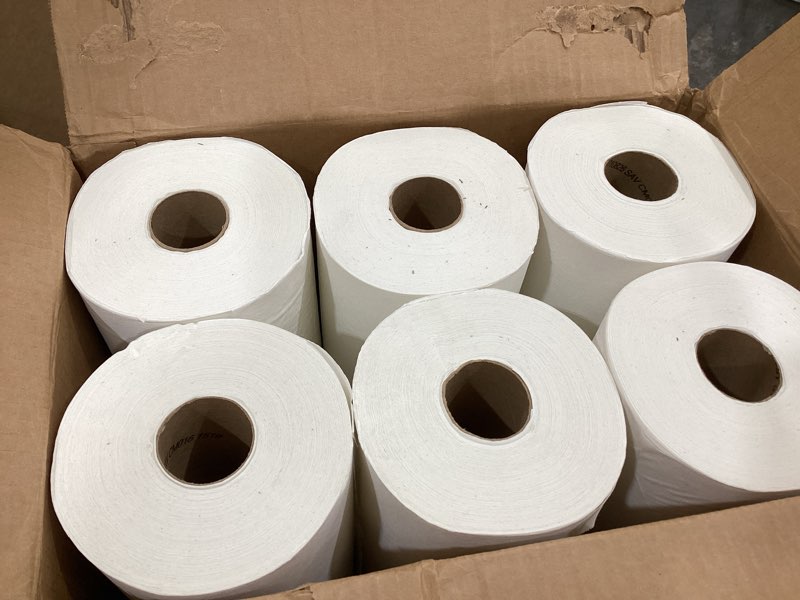 Condition photo showing Good Condition for georgia-pacific, pacific blue ultra, 9" paper towel rolls (26610), white, 6 rolls per case, 400' per roll paper towel refill