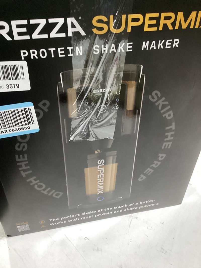 Condition photo showing As Is for brezza supermix automatic protein shake maker – electric powder dispenser & mixing cup system | 24 o