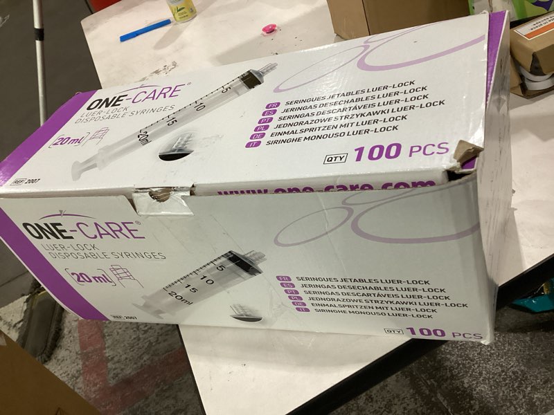 Condition photo showing Good Condition for 100 Pack, ONE-CARE 20ml Luer Lock Syringe, Sterile, Individually Wrapped 100 Syringes, Accurate Liquid Measurement