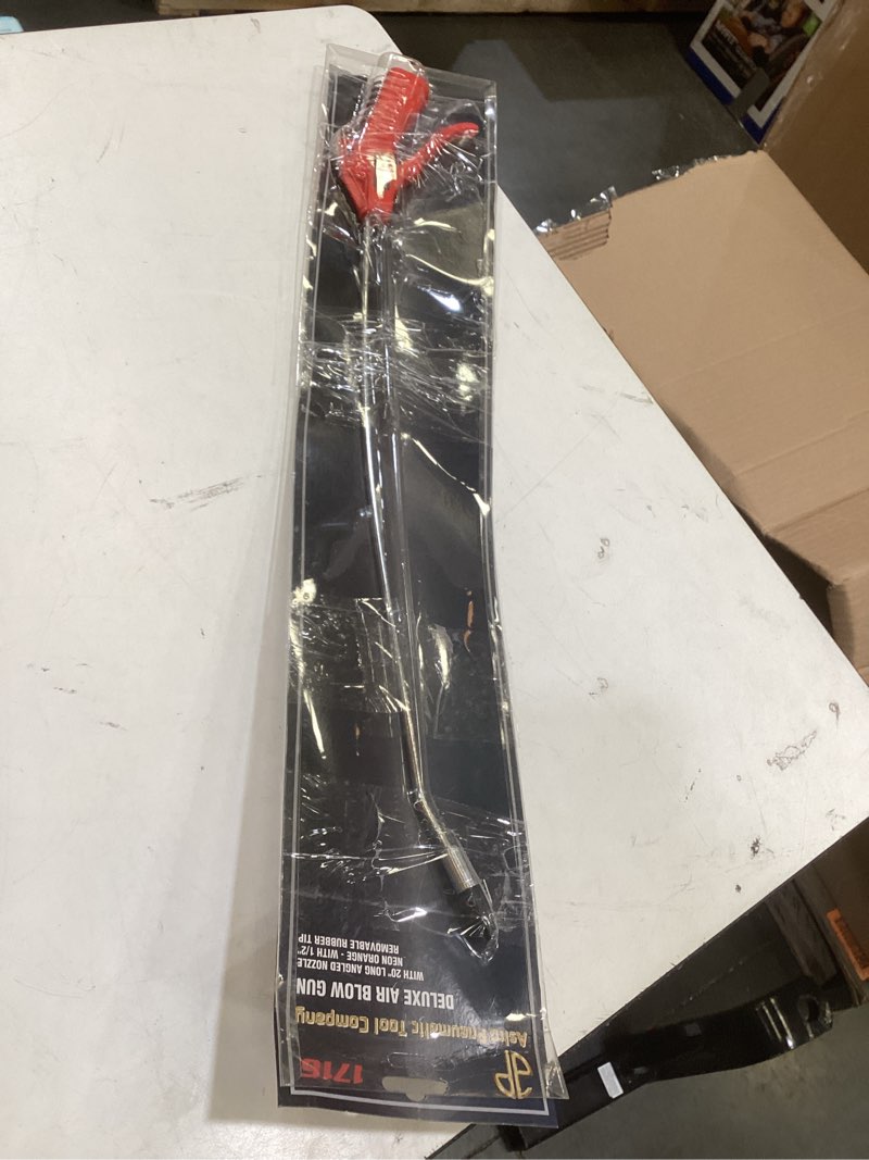 Condition photo showing As Is for astro pneumatic tool 1716 deluxe air blow gun with 20" long angled nozzle 20 in