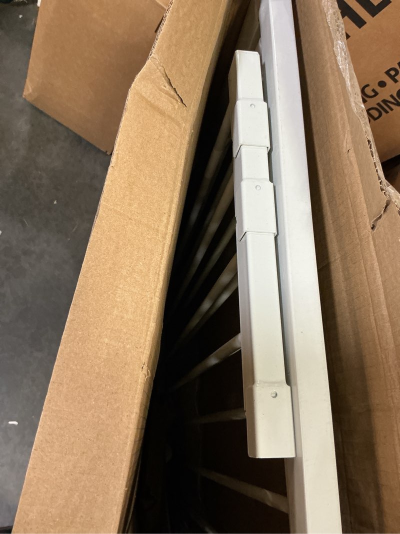 Condition photo showing As Is for 29-43" baby gate for stairs, 30" tall stair gate indoor, baby gates pressure mounted with auto-close/hold-open and anti-trip pedal, safety dog gate for stairs doorways, white white 29-43"*30"h