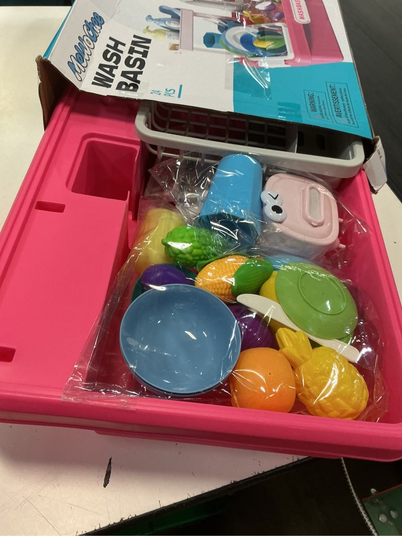 Condition photo showing Good Condition for play sink with running water,kitchen play sink toys for boys,upgraded real faucet and play dishes,pretend role play toys for girls boys,birthday gifts for kids 3-5,practice cleaning,pink