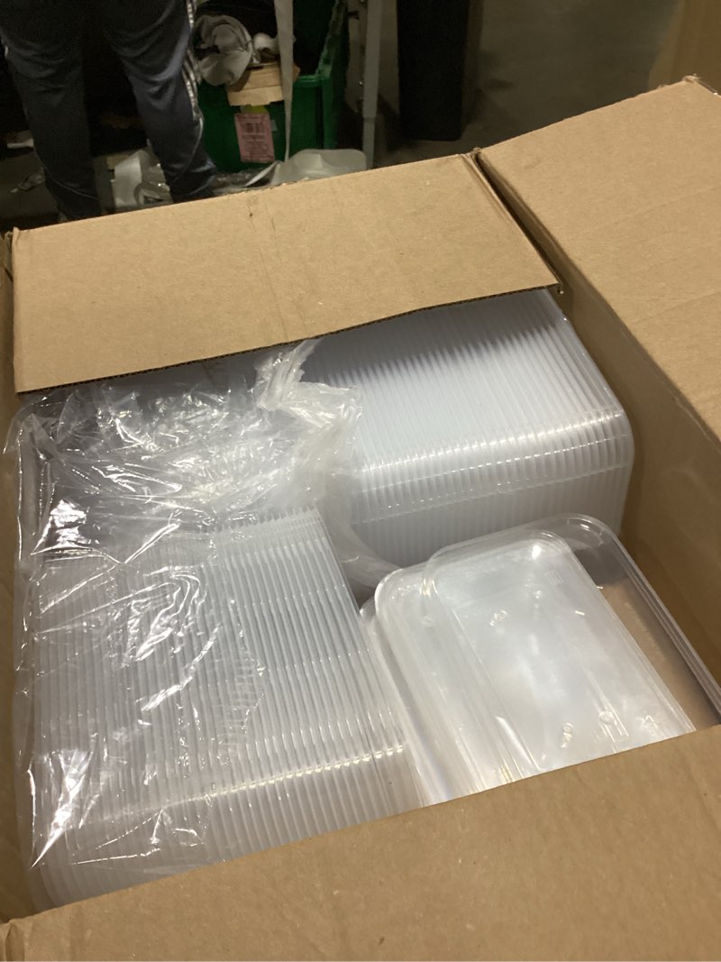 Condition photo showing As Is for (incomplete )freshware food storage containers [50 set] 25 oz plastic deli containers with lids, slime, soup, meal prep containers, bpa free, stackable, leakproof, microwave, dishwasher and freezer safe 25 oz, 50-set