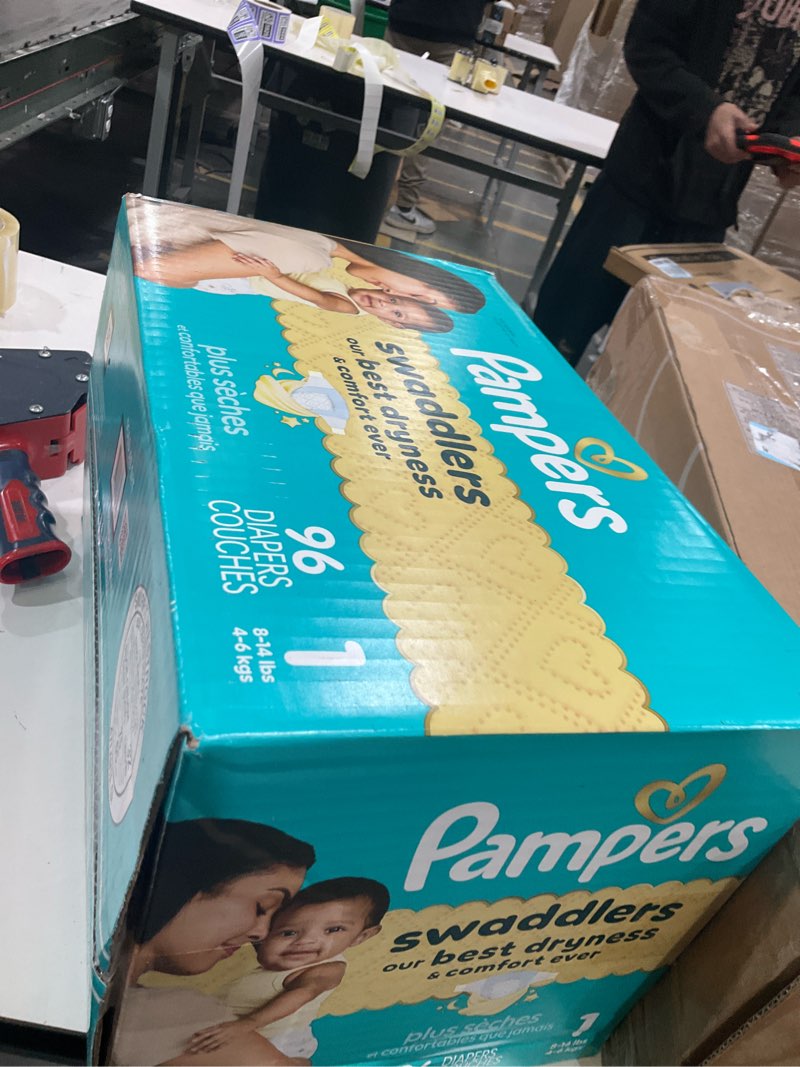 Condition photo showing New/Like New for Pampers Swaddlers Diapers, Size 1 (8-14 lbs), 96 Count, Absorbent, Keeps Baby Dry and Comfortable, Skin Safe Disposable Baby Diaper (Packaging May Vary) Size 1 96