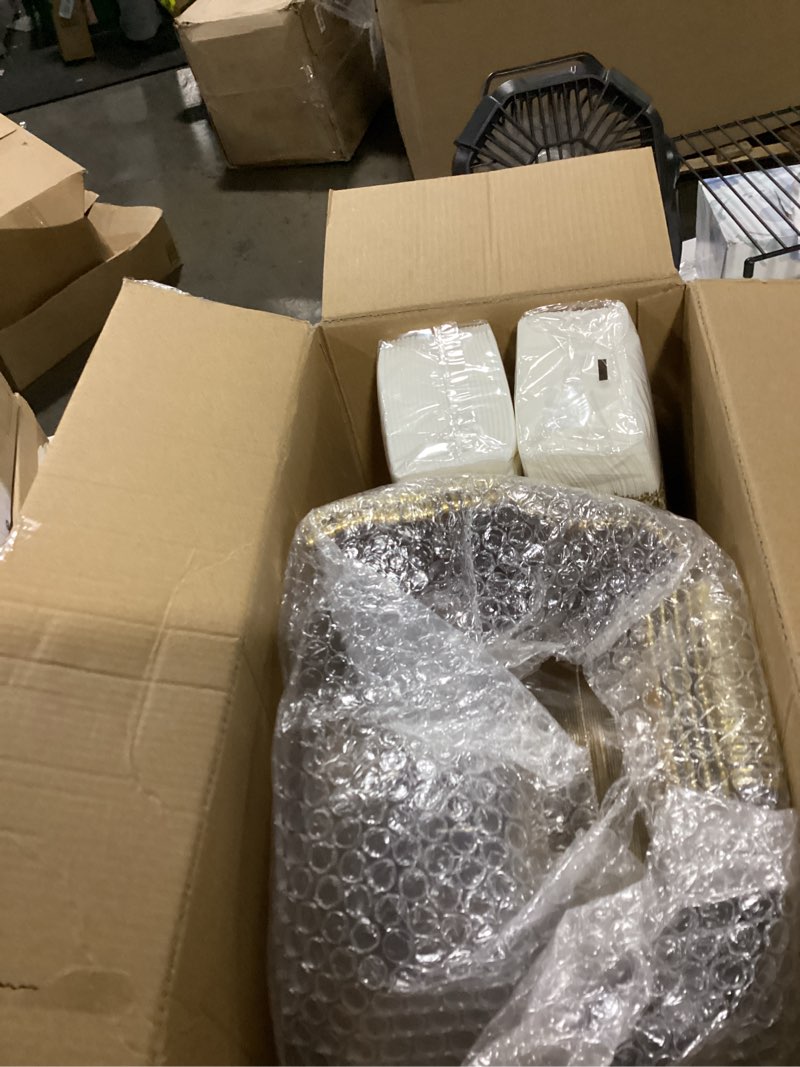 Condition photo showing New/Like New for rubtlamp 350 pcs clear gold plastic plates, hammered disposable dinnerware, clear-gold plates set include 100 plastic platos, 150 gold disposable silverware, 50 cups and 50 napkins for party