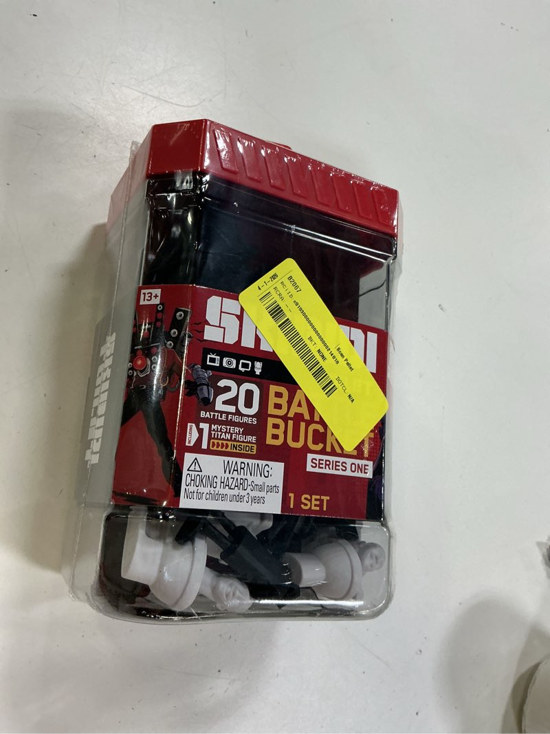 Condition photo showing New/Like New for skibidi toilet battle bucket, collectible figures, officially licensed skibidi toilet merch