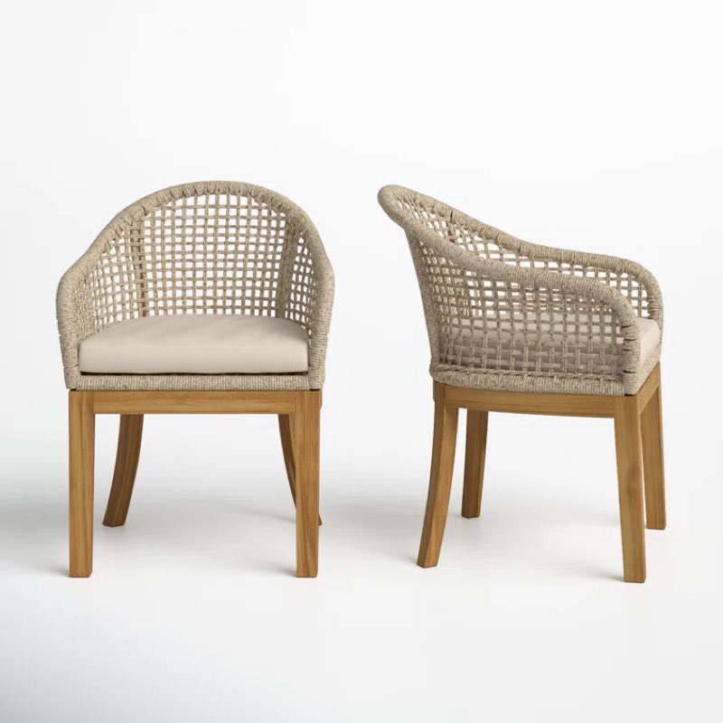 Fleur Patio Dining Armchair with Sunbrella Cushions (Set of 2)