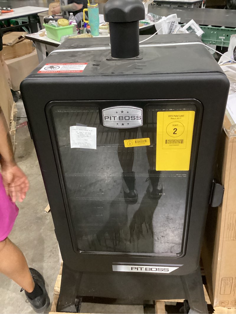 Condition photo showing As Is for pit boss dx series vertical 4 series 1300-sq. in black pellet smoker