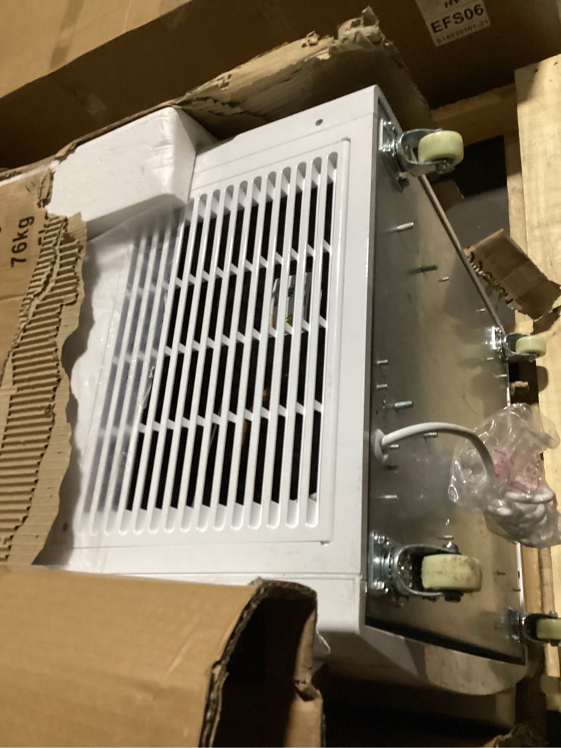 Condition photo showing As Is for idealhouse 8.4 cu.ft commercial refrigerator display,glass door beverage cooler,adjustable shelving,led lighting,countertop fridge white 8.4 cu.ft.