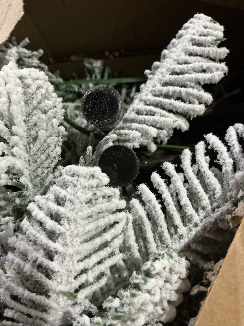 Condition photo showing Good Condition for YITAHOME Pre-Lit Flocked Artificial Christmas Tree with Remote, 6.5 FT Snow Flocked Natural Layered Christmas Tree with 760 PE & PVC Mixed Tips and 350 Lights for Home, Office, Party Decoration White Flocked Natural Layered 6ft 6in