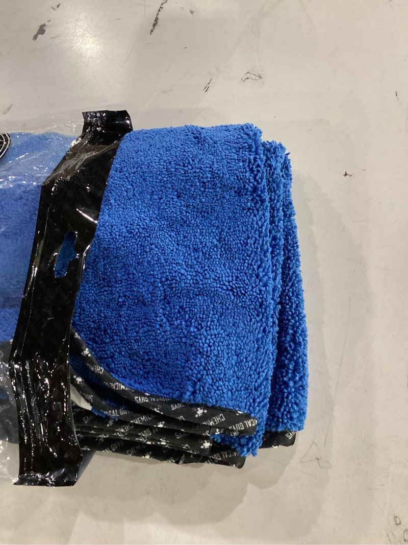 Condition photo showing Good Condition for chemical guys professional grade premium microfiber towels for cars, blue, 16" x 16", ultra-soft and scratch-free car detailing cloths for trucks, motorcycles, and more - 3 pack