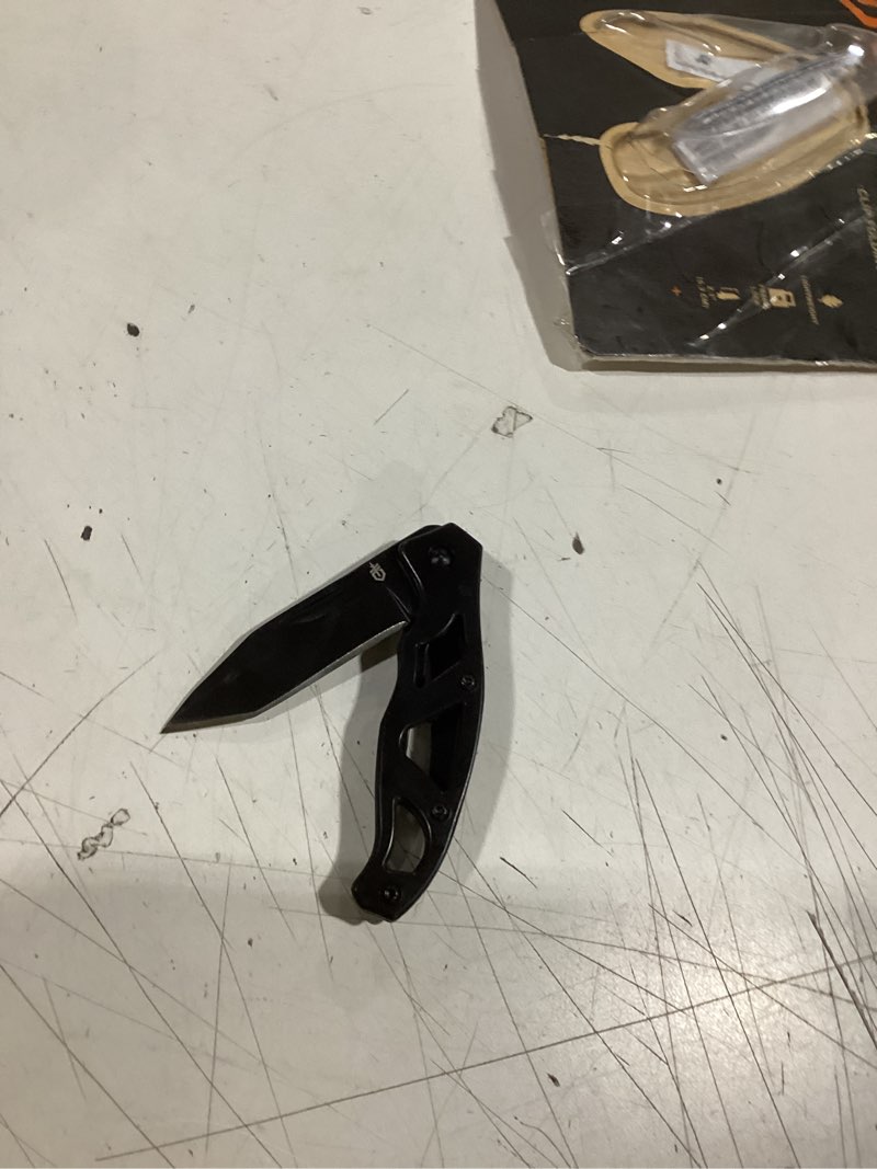 Condition photo showing Good Condition for gerber gear paraframe mini tanto knife, small pocket knife, edc, black paraframe mini(tanto fine edge)
