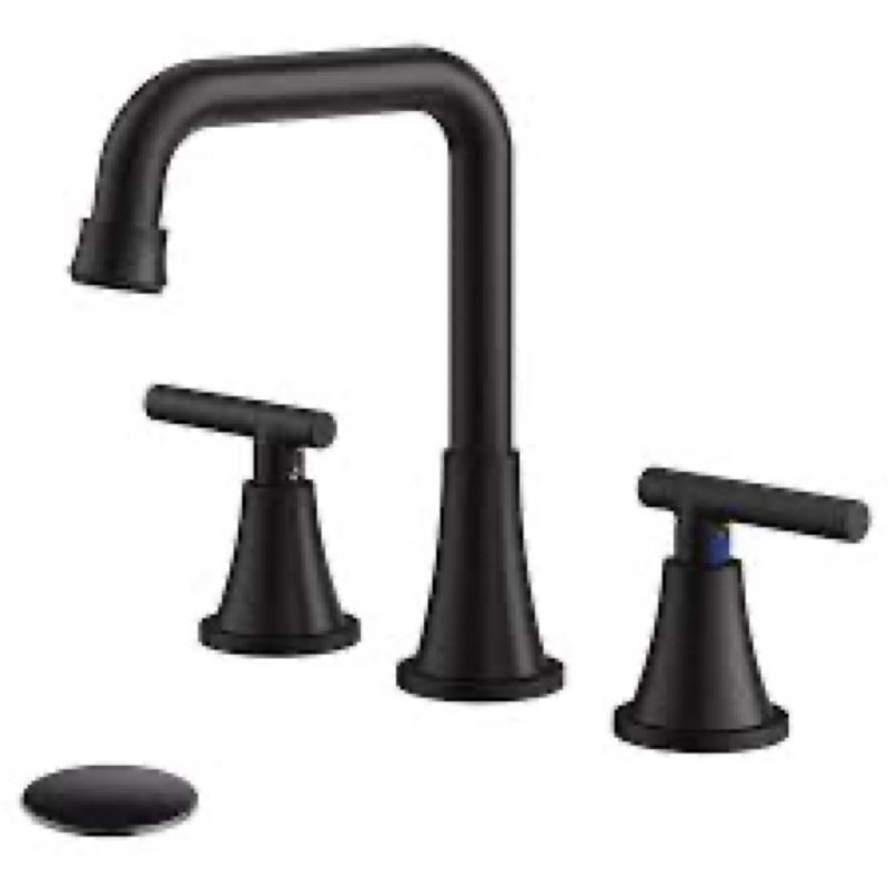 Widespread Bathroom Faucet with Drain Assembly